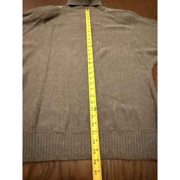 Vintage 80s Abstract Oversized Sweater Dress Large Shoulder Pads Turtleneck Grey - Picture 10 of 16